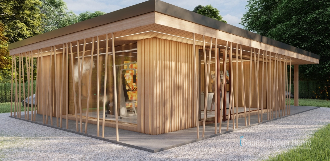 4D vizuální design sauna domku