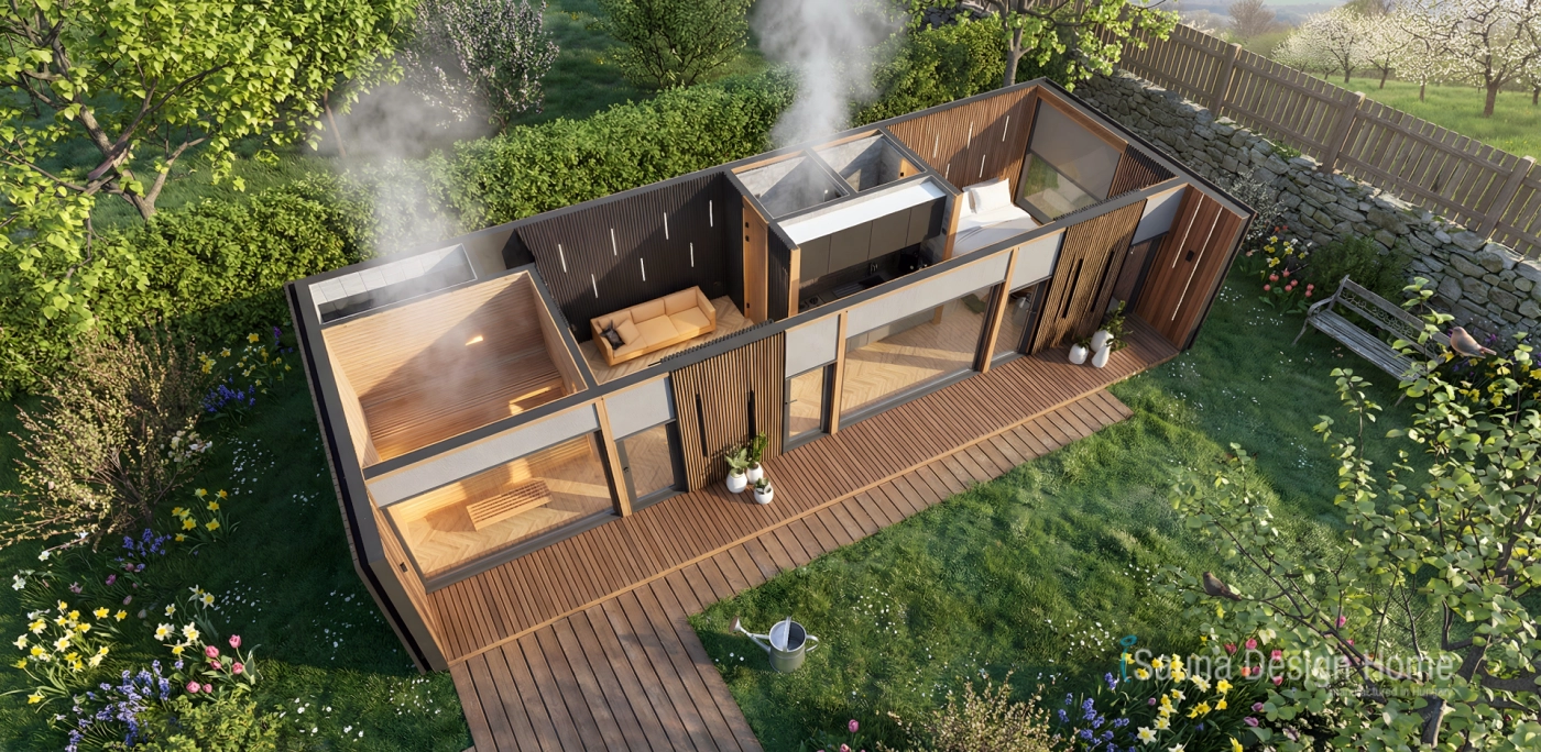 Tiny house, prémiový wellness únik so saunou